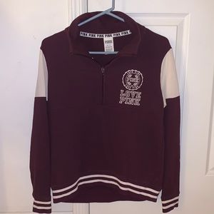 VS PINK maroon half-zip sweater, size XS